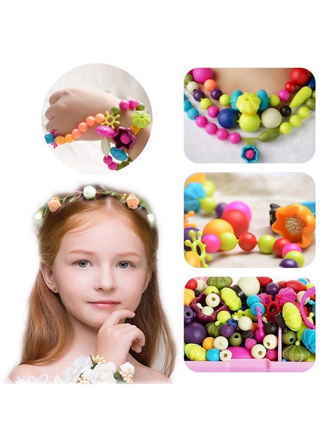 جيلي - مجموعة صنع المجوهرات من GILI Pop Beads للفتيات الصغيرات من سن 3 و4 و5 و6 و7 و8 سنوات - ألعاب فنية وحرفية للأطفال من سن 4 إلى 8 سنوات - مجموعة إبداعية من القلائد والأساور وهدايا عيد الميلاد (500 قطعة) - Image 1