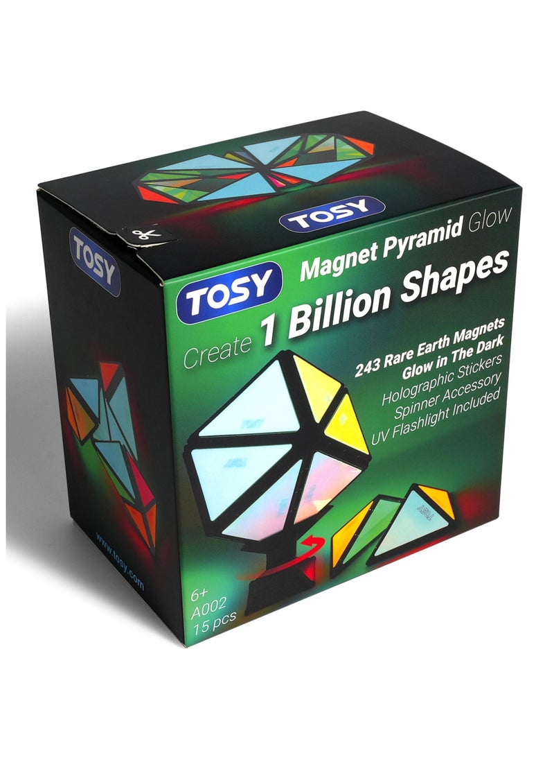 General - Magnetically-Charged Luminous Pyramid Transform 1 Cube into 1 Billion Shapes with a Glow-in-the-Dark Holographic Design Educational Toy - Image 1