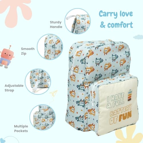 TIDY SLEEP Cute Backpack for Kids Girls Boys Toddler Backpack Preschool Nursery Travel Bag - Size (34x24) cm - Robo Love - Image 4