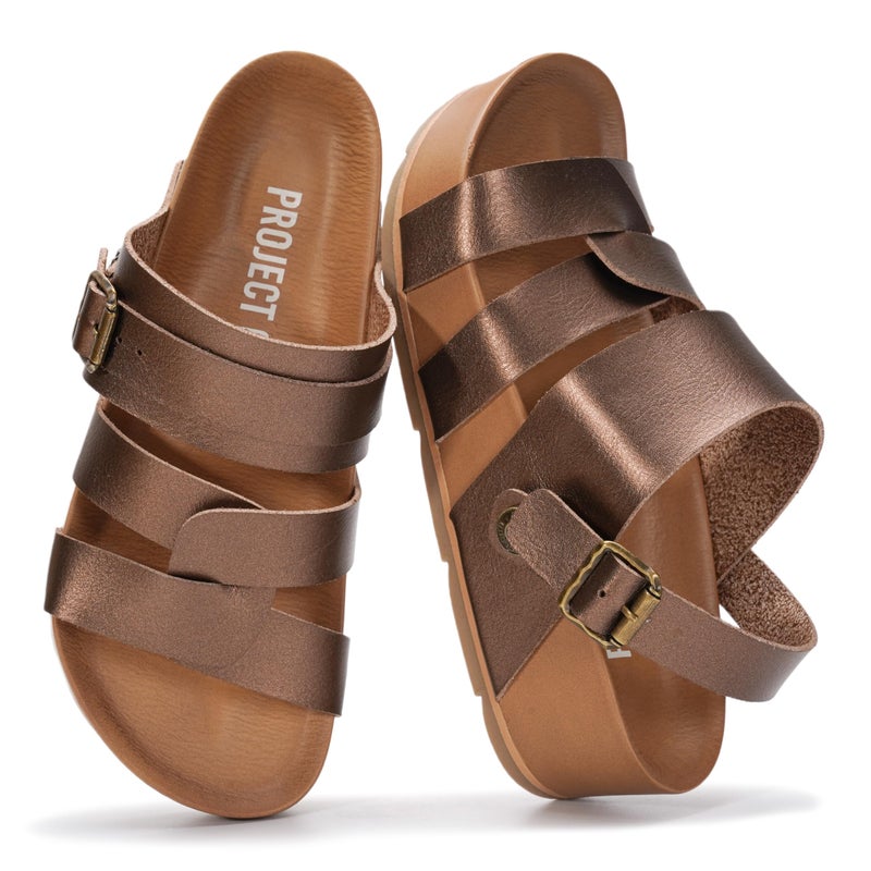 Project Cloud Platform Sandals Women â€“ Strappy Wedges with Comfortable Plush & Soft Insole â€“ Lightweight & Non Slip Platform Sandals for Women 2026 (Proud, BRNQUARTZ,6M) - Image 1