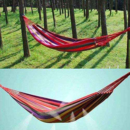 PATTAR Foldable Outdoor Canvas Camping Swing Hammock for Porch Garden Backyard for Traveling Camping Hanging Chair Hang mat with Strong Rope Pack of 1 Multicolor280 80 cm Cotton - Image 4