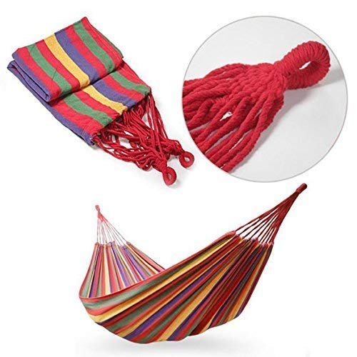 PATTAR Foldable Outdoor Canvas Camping Swing Hammock for Porch Garden Backyard for Traveling Camping Hanging Chair Hang mat with Strong Rope Pack of 1 Multicolor280 80 cm Cotton - Image 3