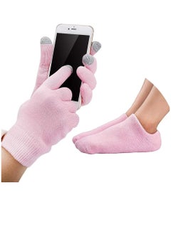 BIGTHREE Moisturizing Spa Socks and Gloves with Touchscreen, Moisturizing Gel Socks and Gloves Set for Dry Cracked Hands Feet Spa, Heal Cracked Dry Skin Cracked Heels, Cuticles for Repair Treatment  - Image 1