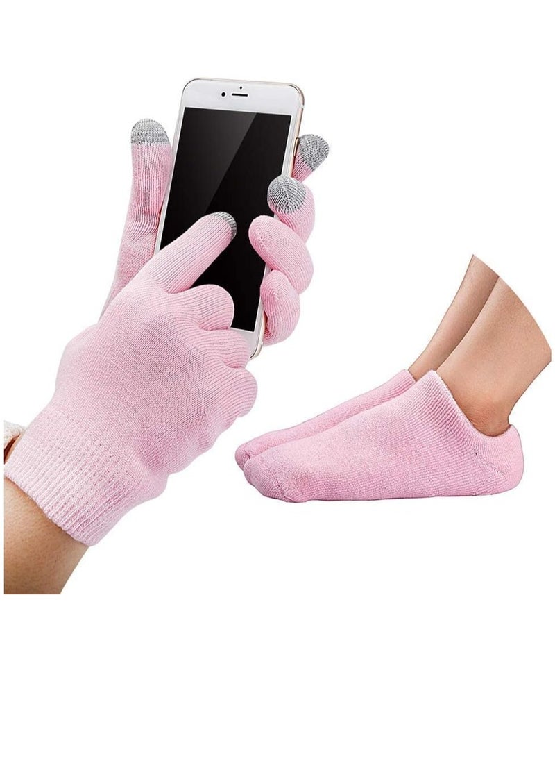 BIGTHREE Moisturizing Spa Socks and Gloves with Touchscreen, Moisturizing Gel Socks and Gloves Set for Dry Cracked Hands Feet Spa, Heal Cracked Dry Skin Cracked Heels, Cuticles for Repair Treatment  - Image 1