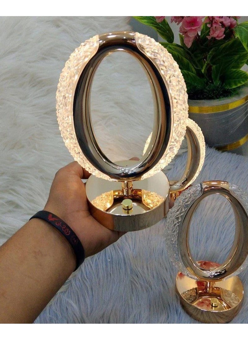 Generic - Oval crystal lamp  Touch lamp works with USB charging Multi-colored lamp It also has 3 lighting levels - Image 1