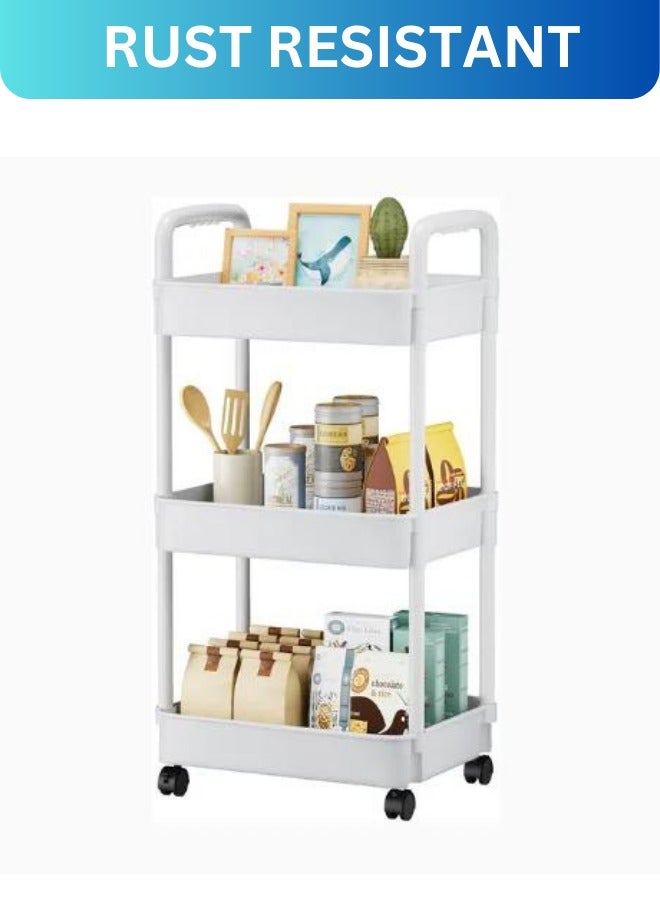 Rakstore 3 Layer Kitchen Cart with Rotatable Wheels, Utility cart for bathroom, kitchen and Garage  - Image 4