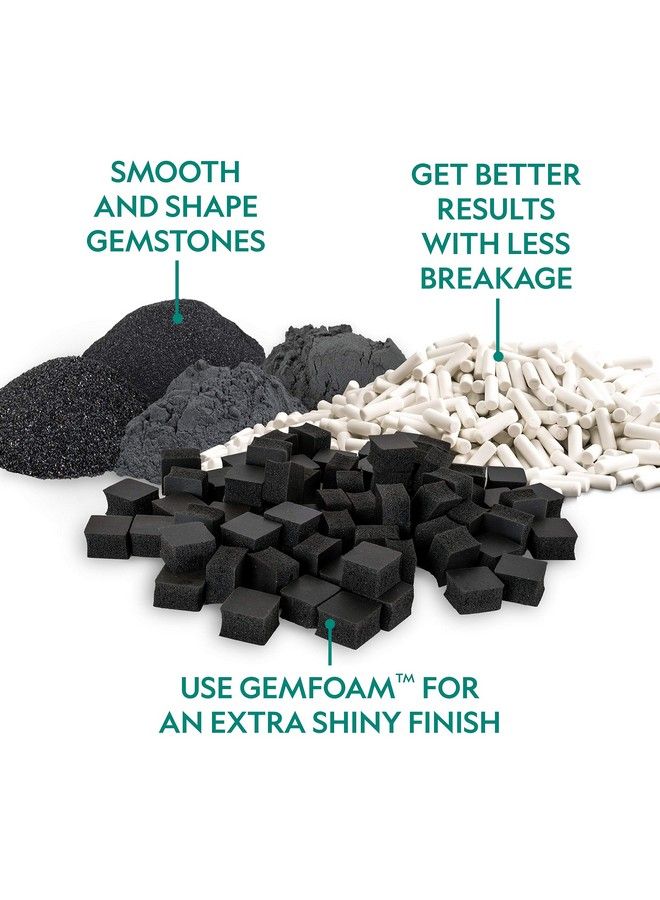 NATIONAL GEOGRAPHIC مجموعة أدوات تلميع الصخور المثالية من Rock Tumbler Media، 4 مراحل، حبيبات تلميع الصخور السائبة، 1.5 رطل من حبيبات السيراميك، وسائط تلميع Gemfoam - Image 3