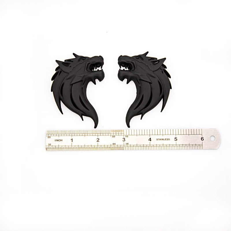 CARRUN 2pcs 3D Wolf Head Metal Emblem Car Motorcycles Side Fender Rear Styling Emblem Badge Decal (Black) - Image 5