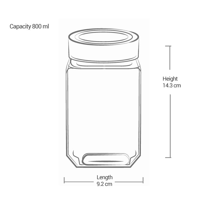 TREO by Milton Cube Storage Glass Jar, 800 ml, Transparent, BPA Free, Kitchen Storage Organizer, Modular, Multipurpose Spice Jars - Image 4