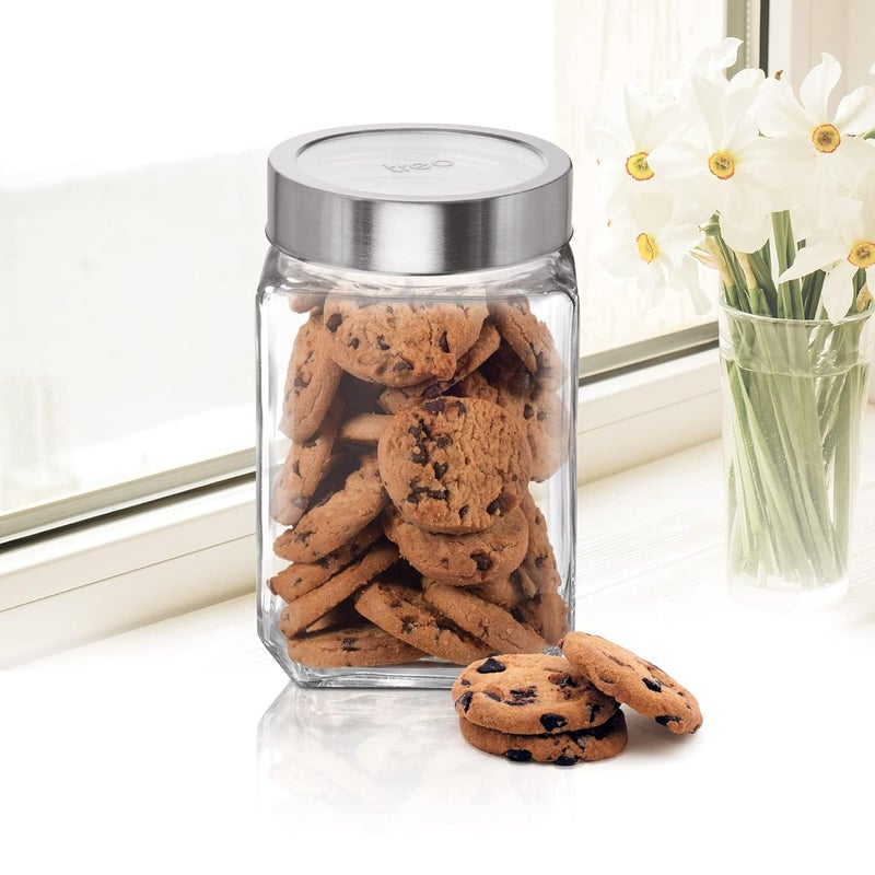 TREO by Milton Cube Storage Glass Jar, 800 ml, Transparent, BPA Free, Kitchen Storage Organizer, Modular, Multipurpose Spice Jars - Image 3