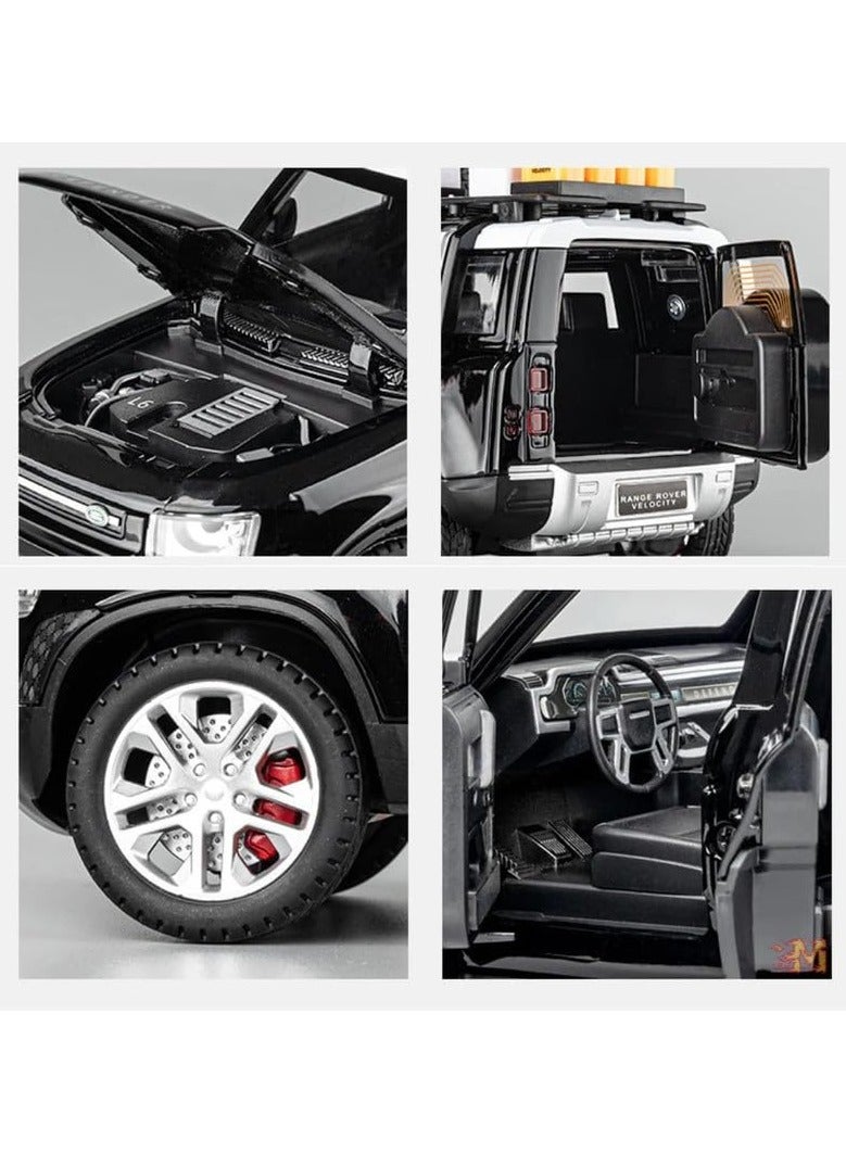 لاند روفر سيارة لعبة لاند روفر ديفندر 110 بمقياس 1/24، نموذج مصبوب، ألعاب سيارات للأولاد، لون أسود - Image 4