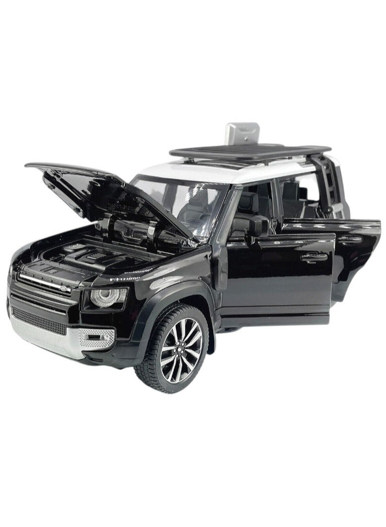 لاند روفر سيارة لعبة لاند روفر ديفندر 110 بمقياس 1/24، نموذج مصبوب، ألعاب سيارات للأولاد، لون أسود - Image 3