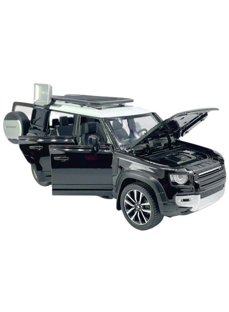 لاند روفر سيارة لعبة لاند روفر ديفندر 110 بمقياس 1/24، نموذج مصبوب، ألعاب سيارات للأولاد، لون أسود - Image 2