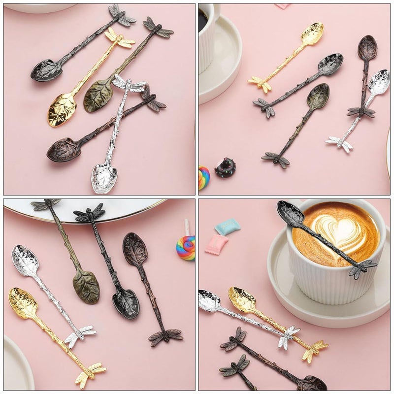 Antique Green Dragonfly Coffee Spoons Set 3pcs Kitchen and Serving Utensils - Image 5