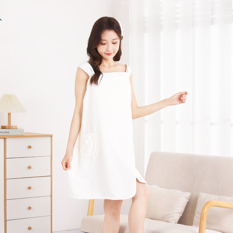 Manufacturer Coral Fleece Bath Towel Strap Quick-Drying Soft Non-Shedding Trendy Plain Simple Versatile Bath Skirt - Image 3