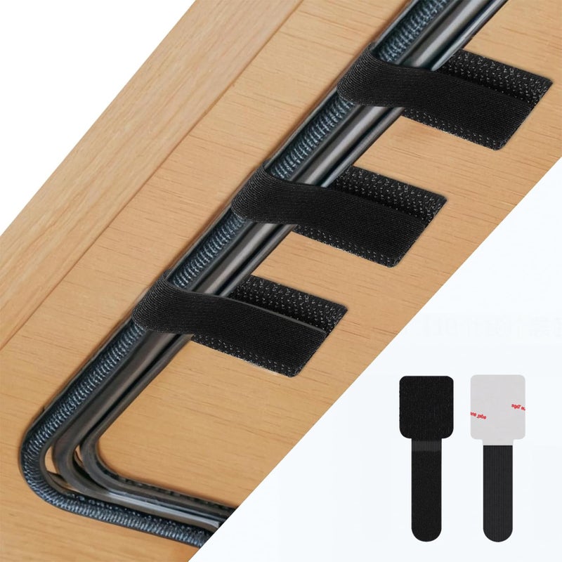 Abnii 50 PCS Hook and Loop Cable Ties, Under Desk Cable Management, Self Adhesive Cable Tidy Clips Straps, Sticky-Back Cord Organizer, Wire Organizer for TV PC Laptop Ethernet Desktop, Black - Image 1