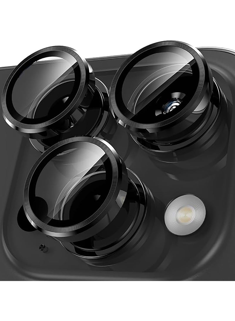 واقي عدسة الكاميرا لجهاز iPhone 15 Pro/15 pro Max، [صينية تركيب بخطوة واحدة] واقي شاشة من الزجاج المقوى مع غطاء معدني فردي للكاميرا وملحقات حافظة صديقة (تيتانيوم أسود) - Image 1