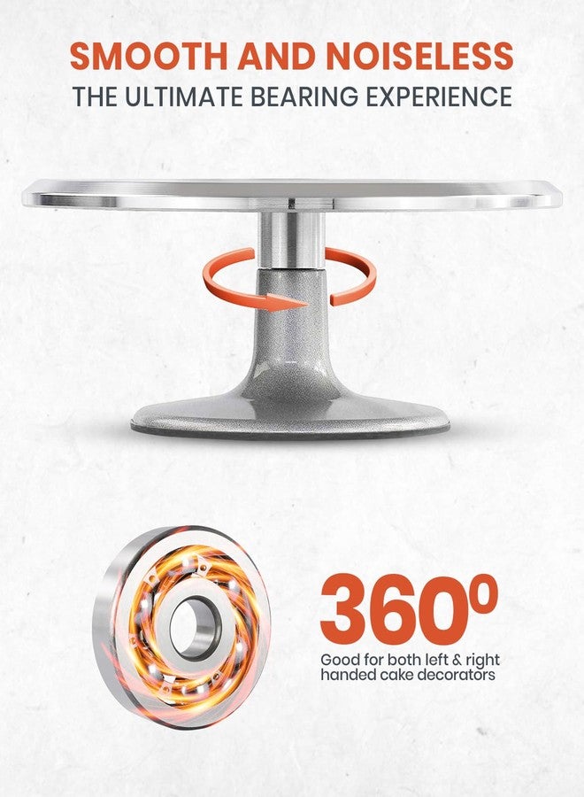 RFAQK 12 Inch Aluminum Alloy Cake Turntable, Rotating Cake Stand for Decorating Cakes, Cupcakes, Pastries and Cake Decorations - Image 4