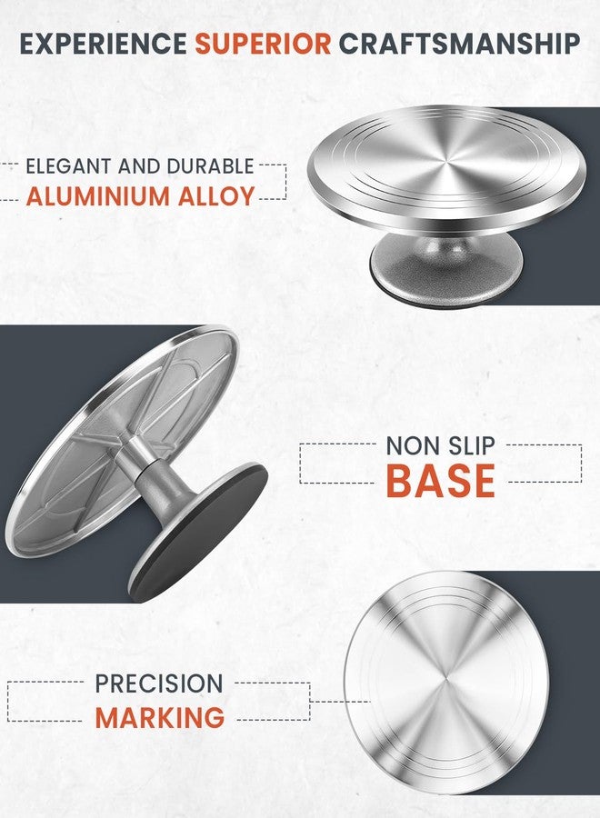 RFAQK 12 Inch Aluminum Alloy Cake Turntable, Rotating Cake Stand for Decorating Cakes, Cupcakes, Pastries and Cake Decorations - Image 3