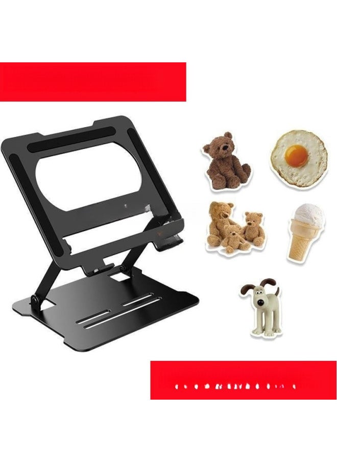 Generic - Notebook Computer Convenient Foldable Multi-function Heat Dissipation Notebook Tablet Computer Alloy Bracket Wholesale-Color:Samurai Black + Stickers Free Installation - Image 1