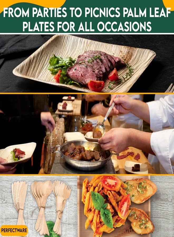 Perfectware 6 inch Square Palm Leaf Plates. Eco Friendly Dinnerware. Set of 25 Plates - Image 5