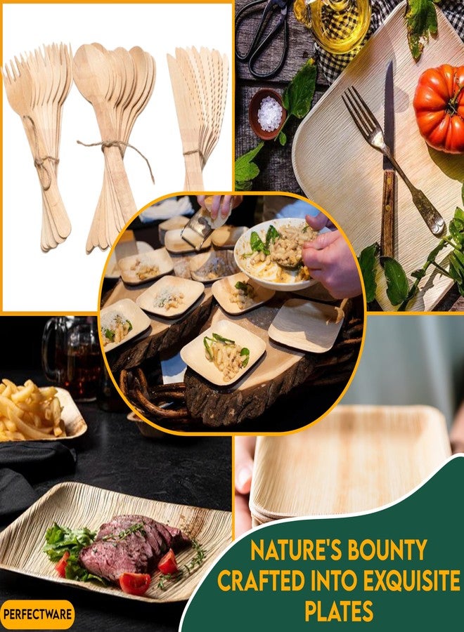 Perfectware 6 inch Square Palm Leaf Plates. Eco Friendly Dinnerware. Set of 25 Plates - Image 2