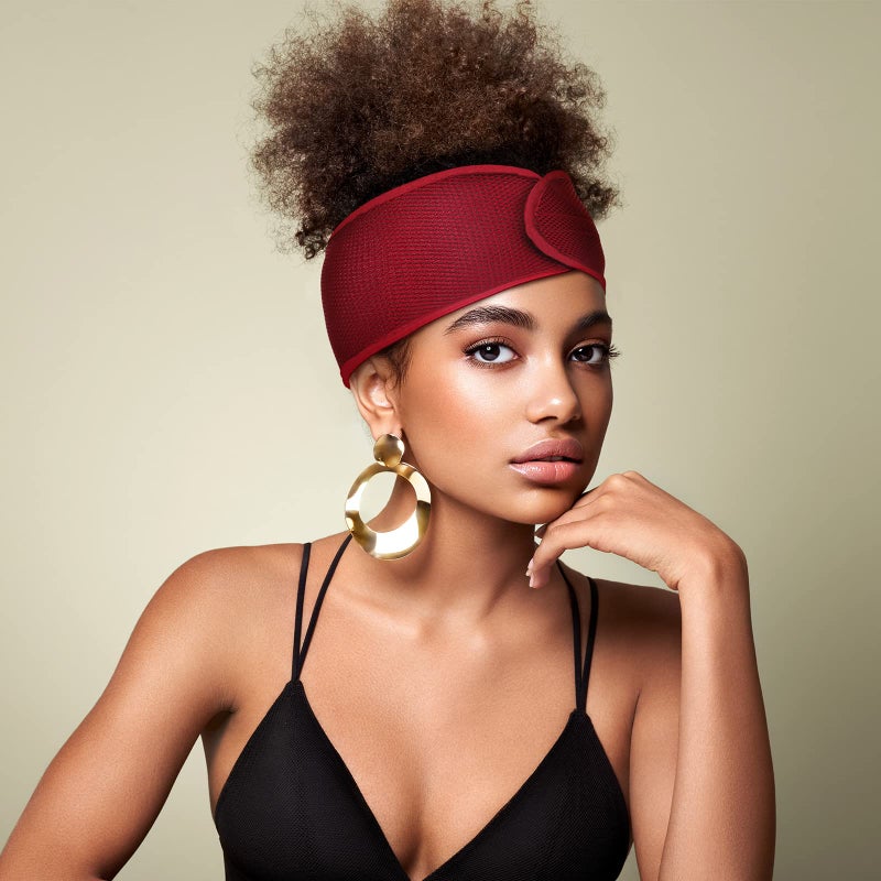 Haysandy Hairband, 4 Pieces Mesh Hair Wrap for Black Women - Adjustable Size Face Wash Makeup Hair Accessories Headbands (Black, Wine Red, Royal Blue, Dark Purple) - Image 2