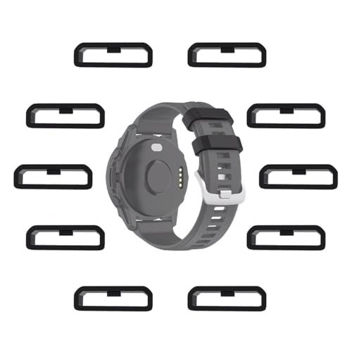 MTHGH 22mm Watch Strap Loops for Garmin Fenix 7/6/5 Forerunner 965/955/945/935/745/265/255 Smartwatch Fastener Rings [10 Pcs], Soft Silicone Replacement Secure Rings Connector Holders Loop - Image 1