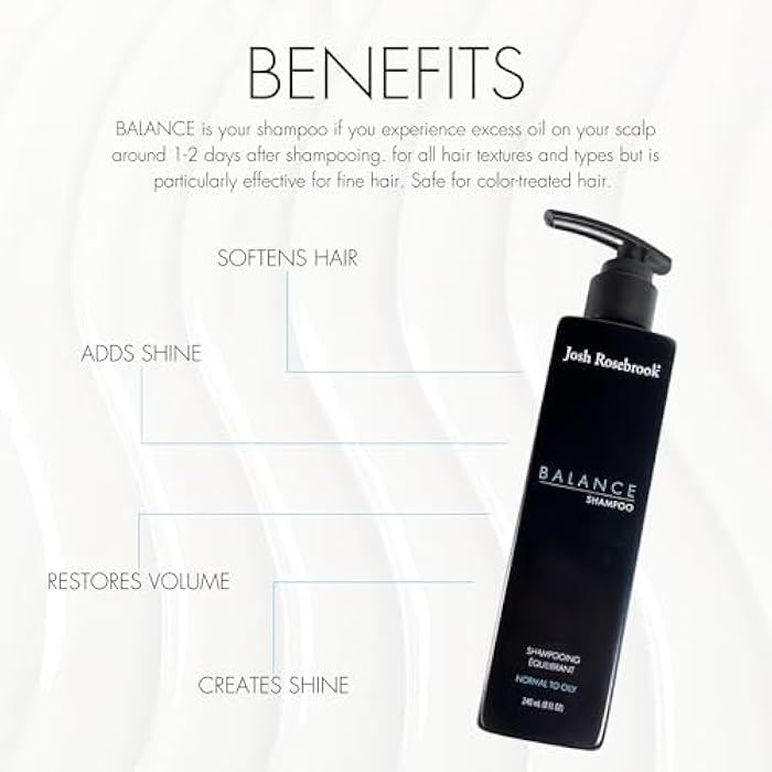Josh Rosebrook - Balance Shampoo formulated for all hair textures and types and balanced to oily scalps to offset excessive oiliness and create volume - 240 mL - 8 Oz - Image 4