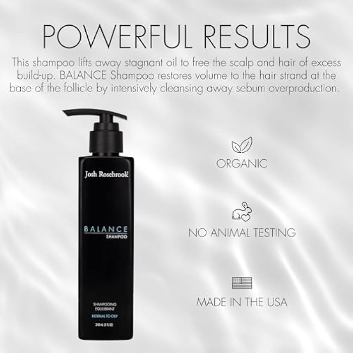 Josh Rosebrook - Balance Shampoo formulated for all hair textures and types and balanced to oily scalps to offset excessive oiliness and create volume - 240 mL - 8 Oz - Image 2