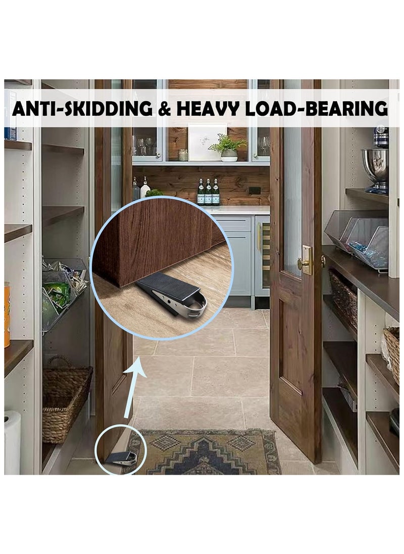 ماركة غير محددة Door Stopper, 2 Pack Black Heavy Duty Wedge That Holds Doors Firmly and Doesn’t Budge, Made of Rubber and Stainless Steel, Works on All Floor Surfaces, with Hanger which Easy to Storage  - Image 3