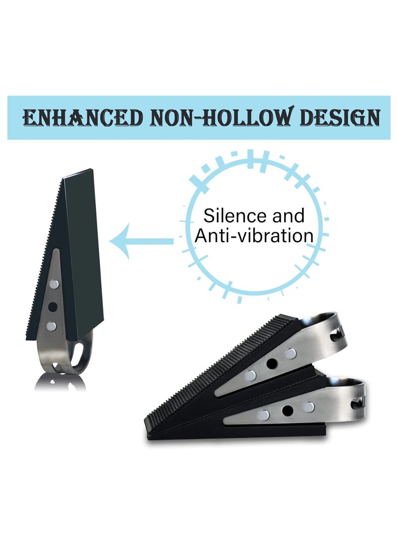 ماركة غير محددة Door Stopper, 2 Pack Black Heavy Duty Wedge That Holds Doors Firmly and Doesn’t Budge, Made of Rubber and Stainless Steel, Works on All Floor Surfaces, with Hanger which Easy to Storage  - Image 4