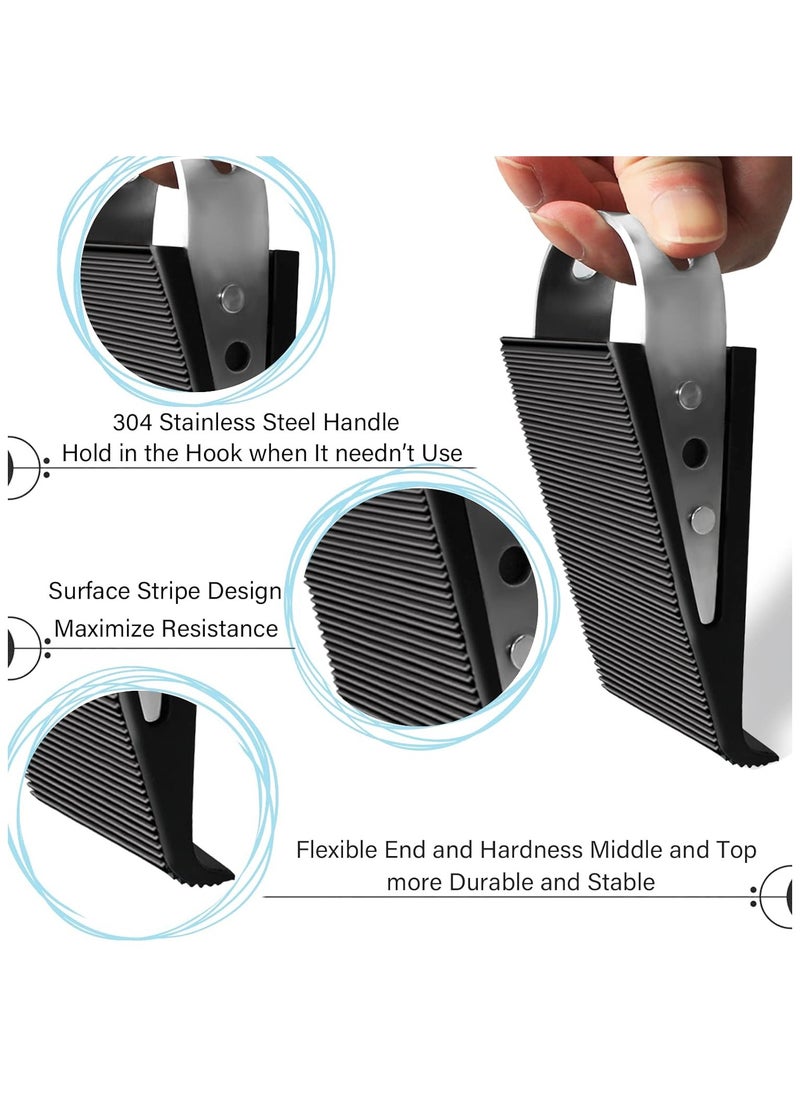ماركة غير محددة Door Stopper, 2 Pack Black Heavy Duty Wedge That Holds Doors Firmly and Doesn’t Budge, Made of Rubber and Stainless Steel, Works on All Floor Surfaces, with Hanger which Easy to Storage  - Image 5