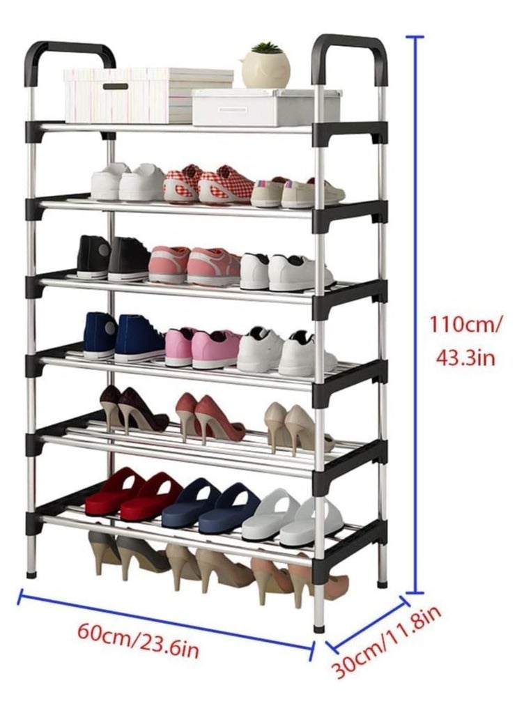 Generic 6-Layer Storage Shoe Rack Silver/Black 110X60X30Cm  - Image 3