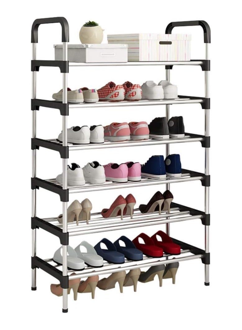 Generic 6-Layer Storage Shoe Rack Silver/Black 110X60X30Cm  - Image 2