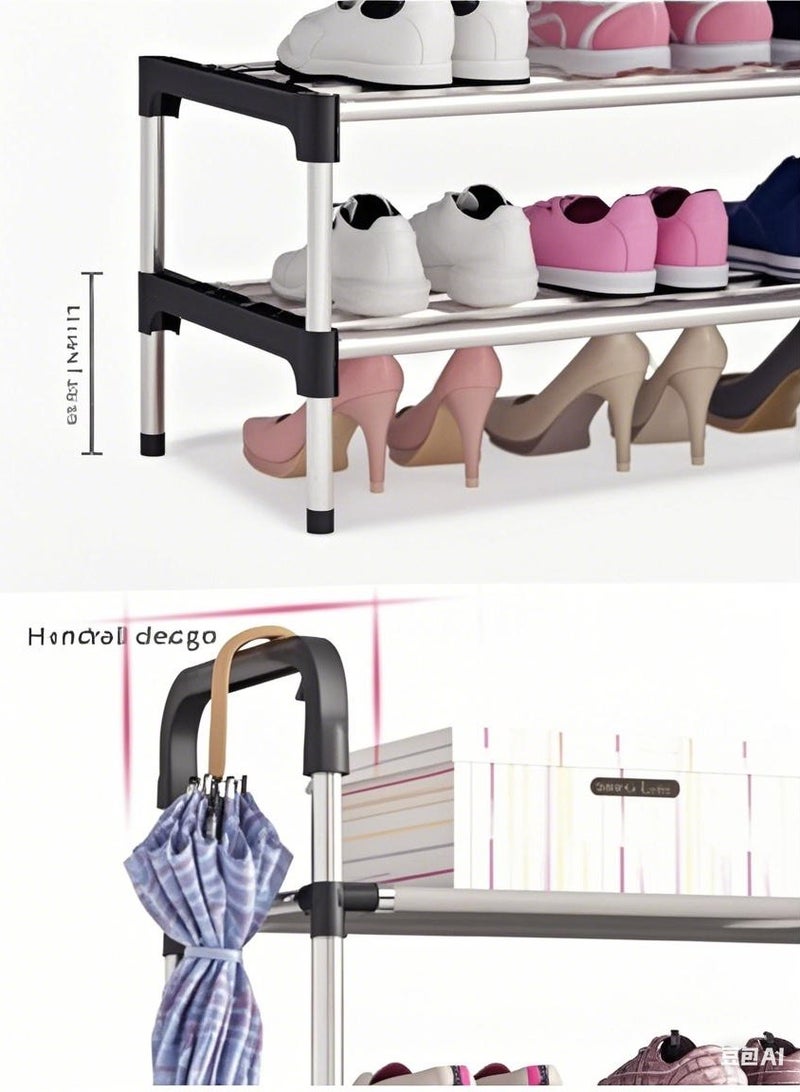 Generic 6-Layer Storage Shoe Rack Silver/Black 110X60X30Cm  - Image 4