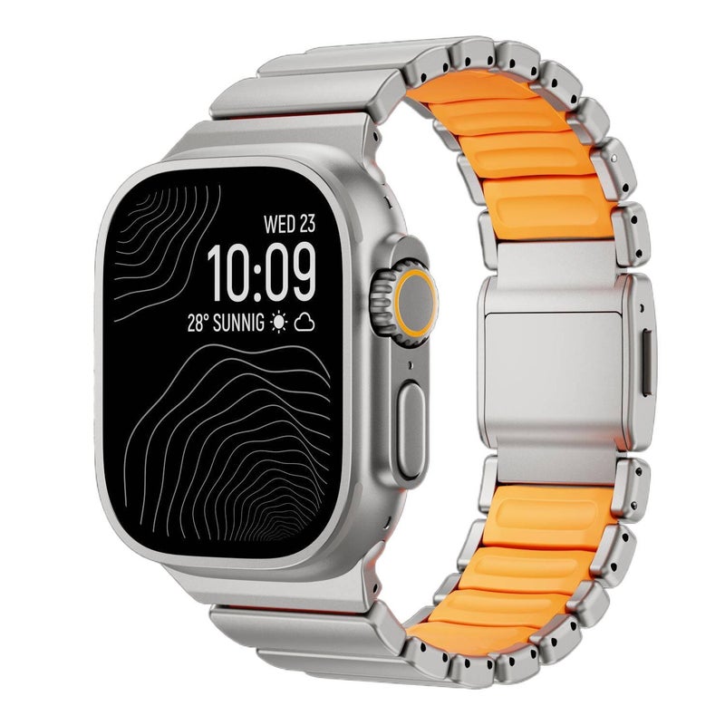 Adjustable Metal Magnetic Milanese Loop Smartwatch Band Compatible with Apple Watch 42 44 45 49mm with Fit Replacement Strap Gold - Image 1