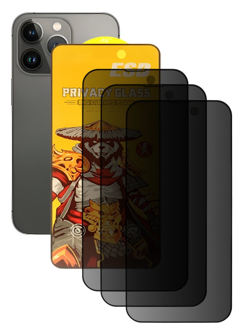 ESD 3 Pieces Tempered Dustproof Privacy Glass Screen Protector Compatible For iPhone 13 Pro Max - Image 1