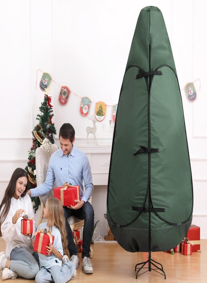 UNARK Upright Christmas Tree Storage Bag 9 Foot Tree, 9 ft Christmas Tree Storage Bag, Christmas Tree Cover For Upright Storage Fit 8 Ft / 9 Ft / 10 Ft Christmas Tree Bags Storage 9 ft Green - Image 1