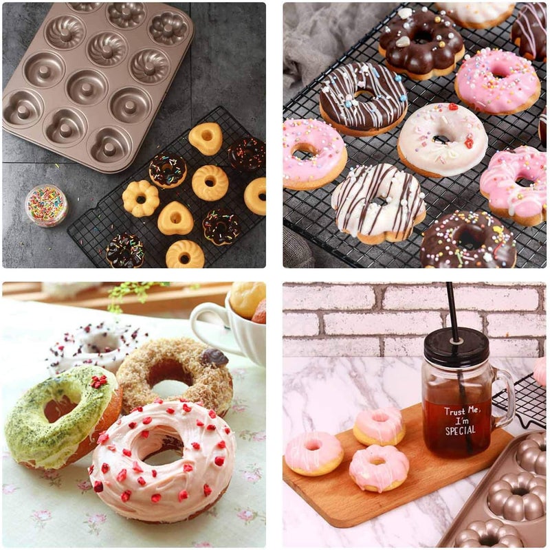 Beasea Donut Pan 12 Cavity, Nonstick Donut Baking Pans, Carbon Steel Mini Donut Mold, Doughnut Pan Donut Baking Tray Bagels Mold for 12 Donuts - Image 5