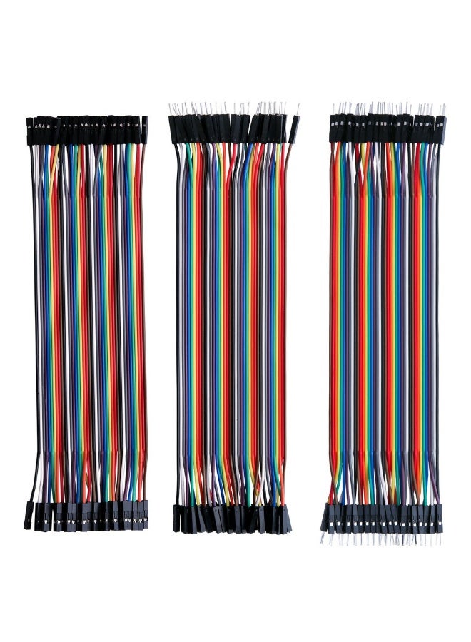 120pcs Multicolored Dupont Wire 40pin Male To Female 40pin Male To Male 40pin Female To Female Breadboard Jumper Ribbon Cables Kit Compatible With Arduino Projects  - Image 1