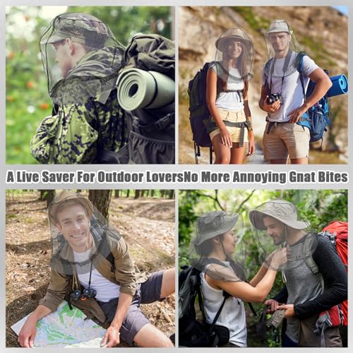 Hestya 6 Pack Mosquito Head Net for Outdoor Face Neck Protecting, Grey - Insects Mesh Bug Net - Image 5