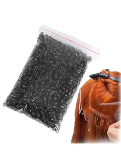 Hair Extension Ring 4Mm Silicone Lined Hair Extension Link Rings Beads Loops Tools(200 Pcsblack)