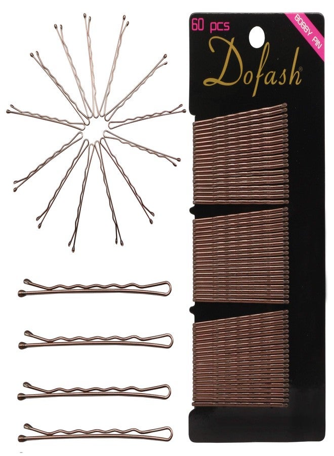 Dofash 5CM/2in Wavy Bobby Pins Brown Hairpins Metal Hair Grips for Hair Decoration 60pcs (Brown) - Image 1