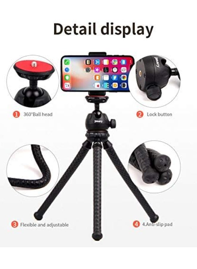 Jmary MT-25 - Table Top Mini Portable Flexible Tripod Stand for Mobile Phones and DSLR & Digital Cameras - Coming with Universal Mobile Phone Holder (MT-25-BLK) - Image 4