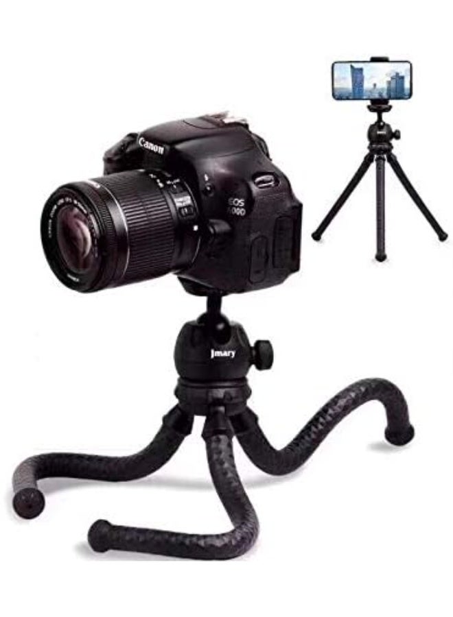 Jmary MT-25 - Table Top Mini Portable Flexible Tripod Stand for Mobile Phones and DSLR & Digital Cameras - Coming with Universal Mobile Phone Holder (MT-25-BLK) - Image 1