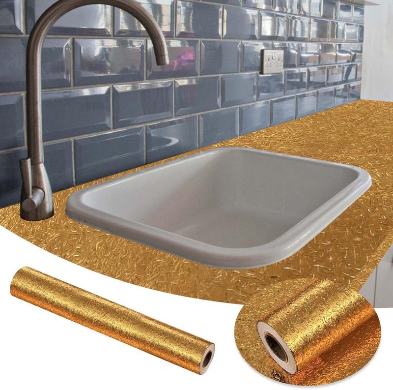 klarako Kitchen OilProof Stickers Oil Proof Wall Stickers Wallpaper Kitchen Backsplash Wall Protector Aluminium Foil Self Adhesive Kitchen Stickers Waterproof Cupboard Stickers (3m) - Image 3