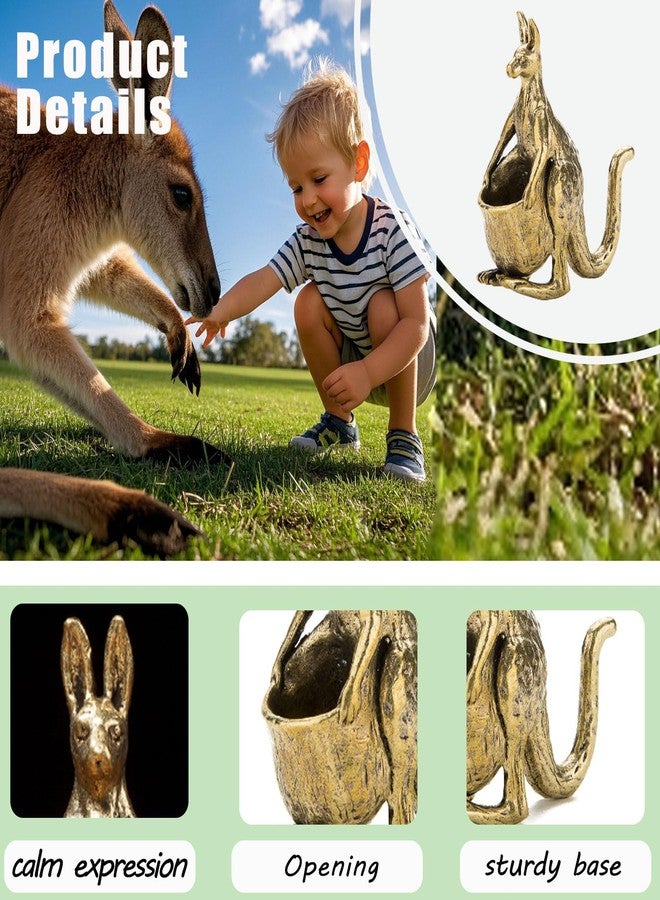 LSBDJDL Brass Simulation Kangaroo Decorations Miniature Figurines Kangaroo Desk Decoration Home Living Room Ornaments - Image 4