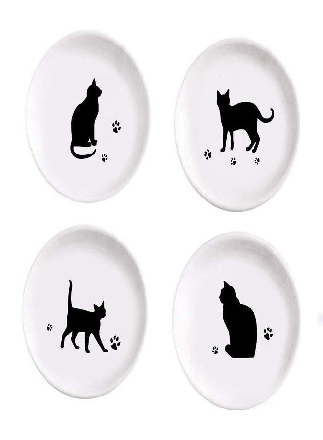 MISS TUTU 4pcs Ceramic Cat Dinner Plates Seasoning Dishes Appetizer Plates Dipping Bowl - Image 1