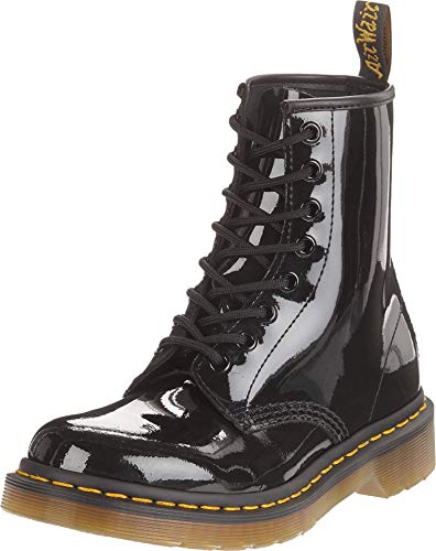 Dr Martens حذاء دكتور مارتنز النسائي 1460 W من الجلد اللامع، أسود، 5 - Image 2